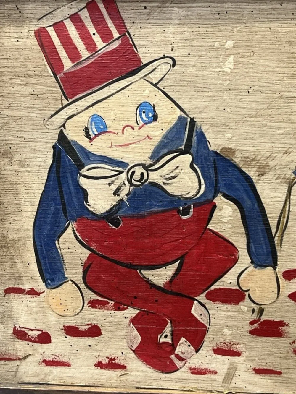 Rustic Patriotic Uncle Sam Humpty Dumpty Primitive Wood Frame USA Americana